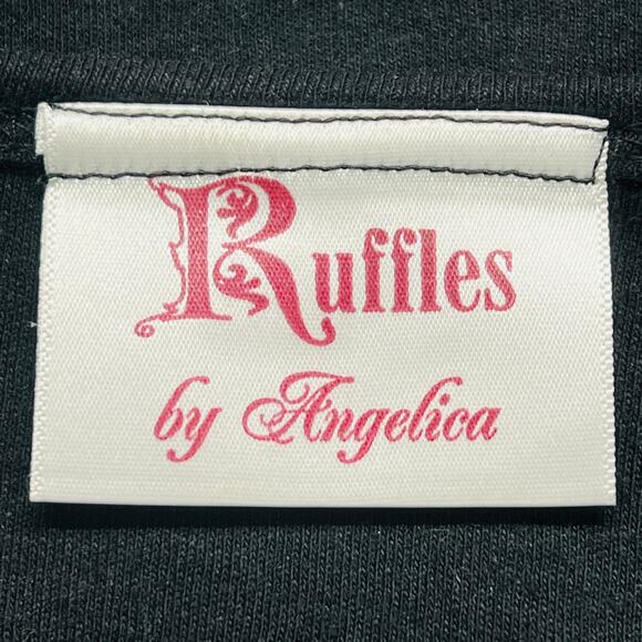 Ruffles Polyester Cotton Black Halloween Elbow Sleeve T-Shirt Women L - Picture 3 of 5